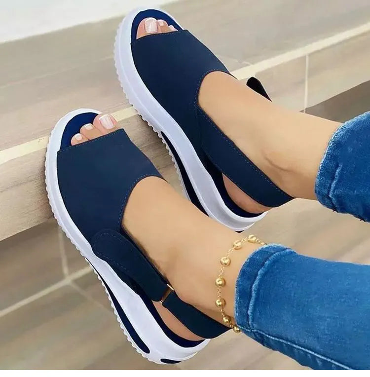 Stretch Fabric Platform Sandals in 4 colors