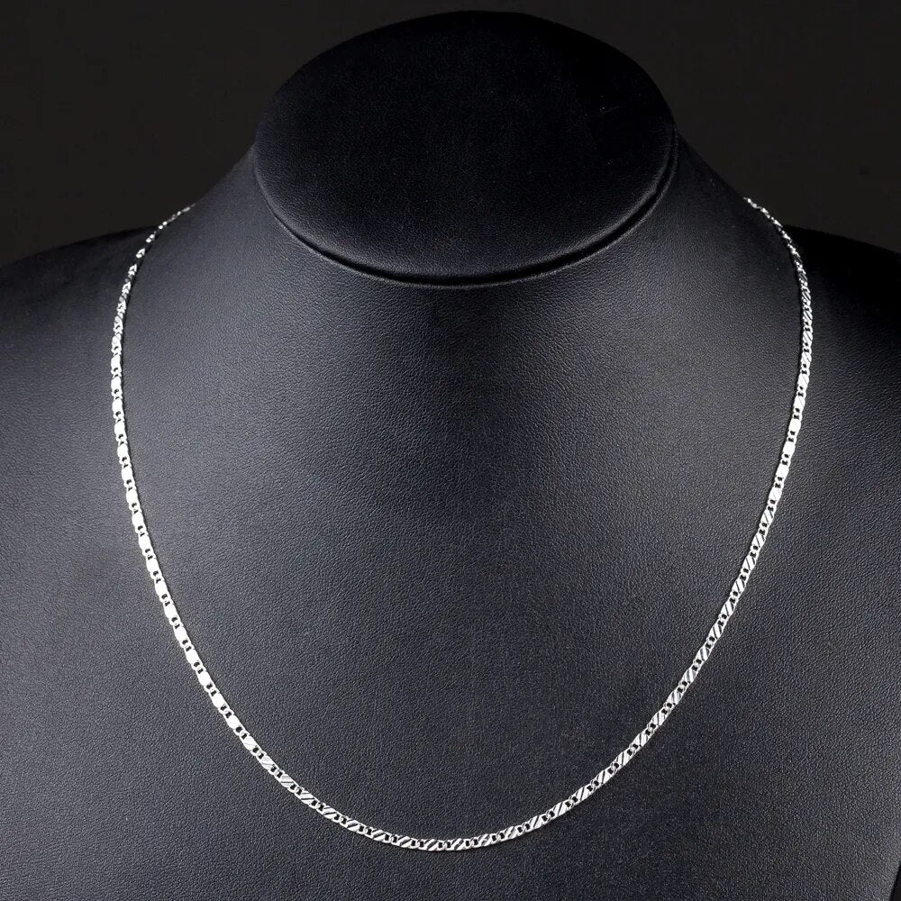 925 Sterling Silver 2mm Chain Necklace 16-30"