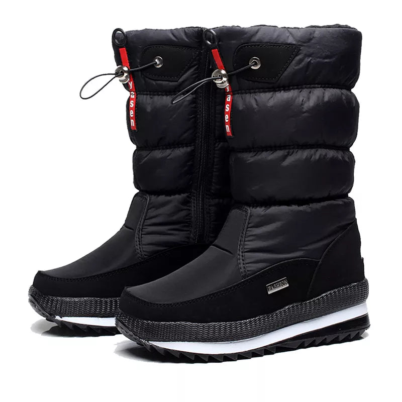 Women's Plush Waterproof Non-slip Mid-Calf Snow Boots