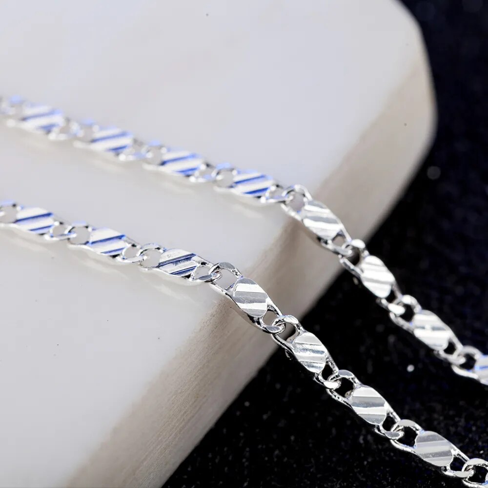 925 Sterling Silver 2mm Chain Necklace 16-30"