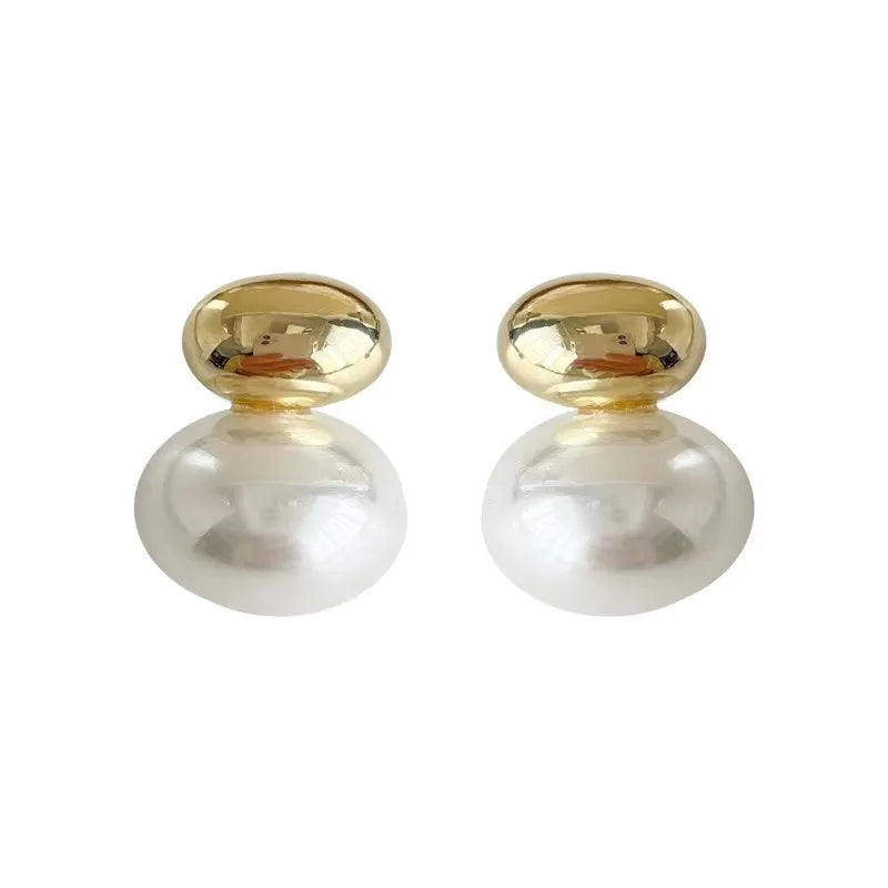 Gold Color French Spliced Pearl Earrings