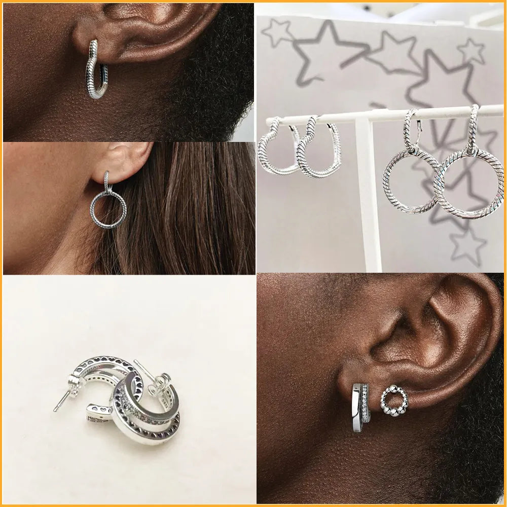 925 Sterling Silver Sparkly Stud Earrings - various designs