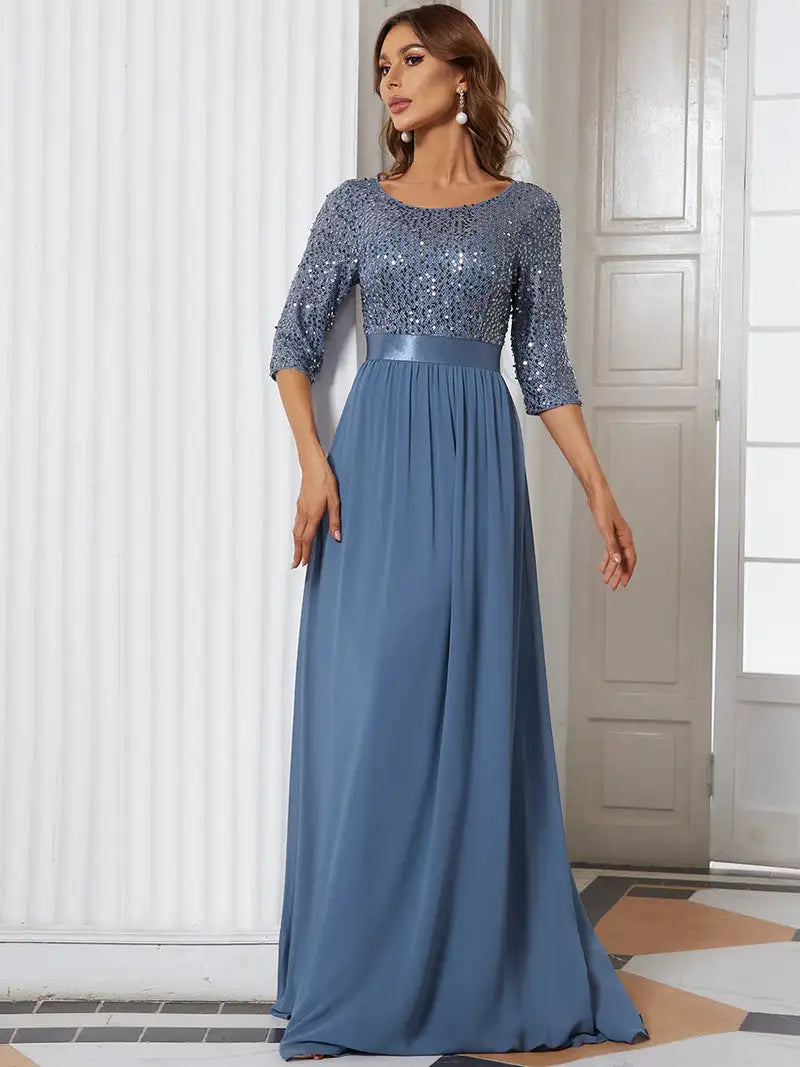 Formal Chiffon Sleeve Bridesmaid/Mother of Bride or Groom Dress also in Plus sizes