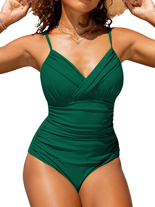 Push Up One Piece Solid Color Swimsuit: S-XXL