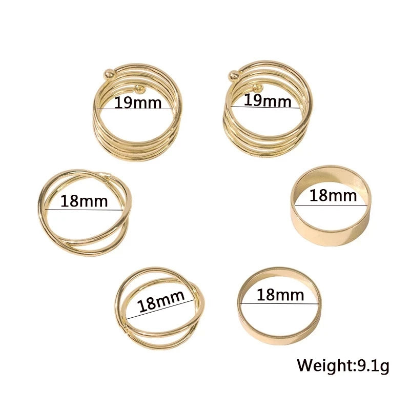 5 pc Simple Pearl and Wavy Gold or Silver Colored Fashion Rings