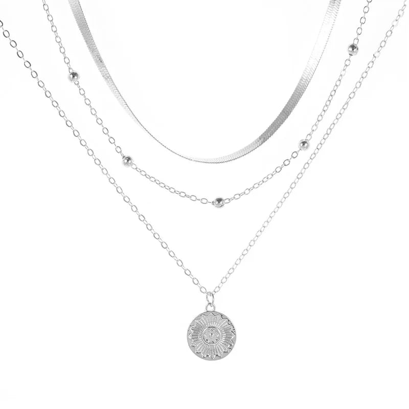 Sterling Silver 3-Layer Chains/Pendant