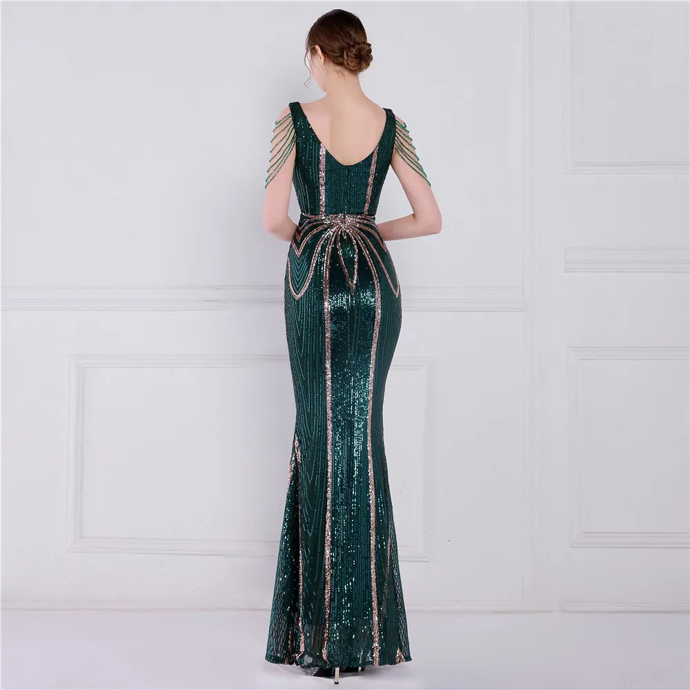 Elegant Sequin Long Evening/Cocktail Gown
