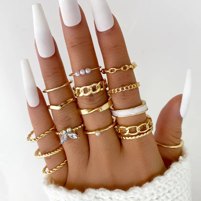 22 Piece Gold Color Fashion Rings Various designs