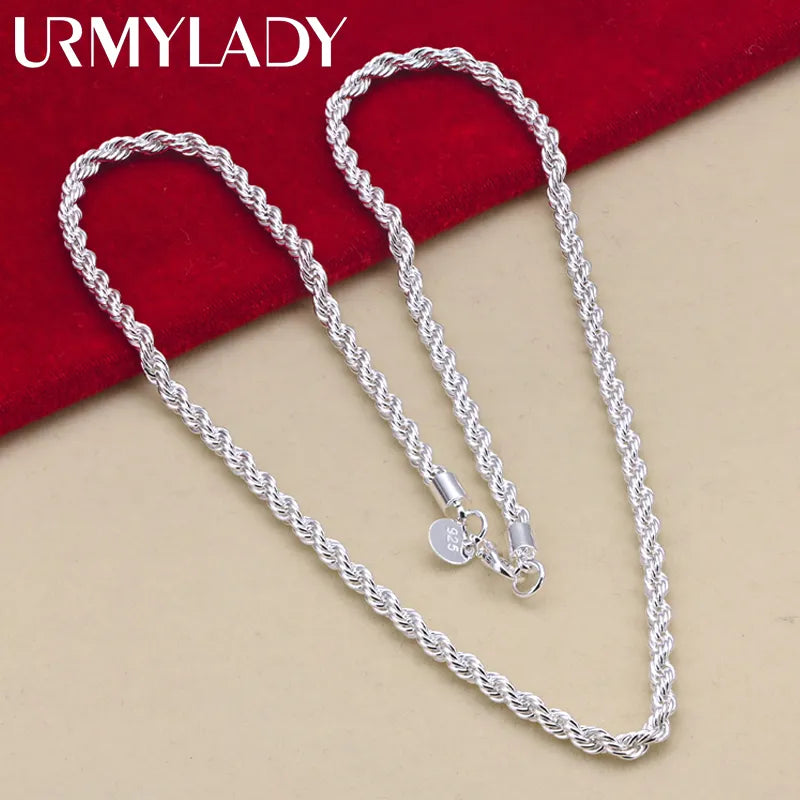 925 Silver 4mm Rope Chain length choice
