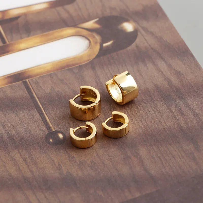 Minimalist Statement Gold or 925 Sterling Circle Hoop Earrings