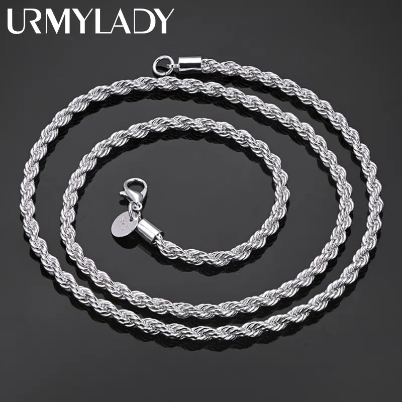 925 Silver 4mm Rope Chain length choice