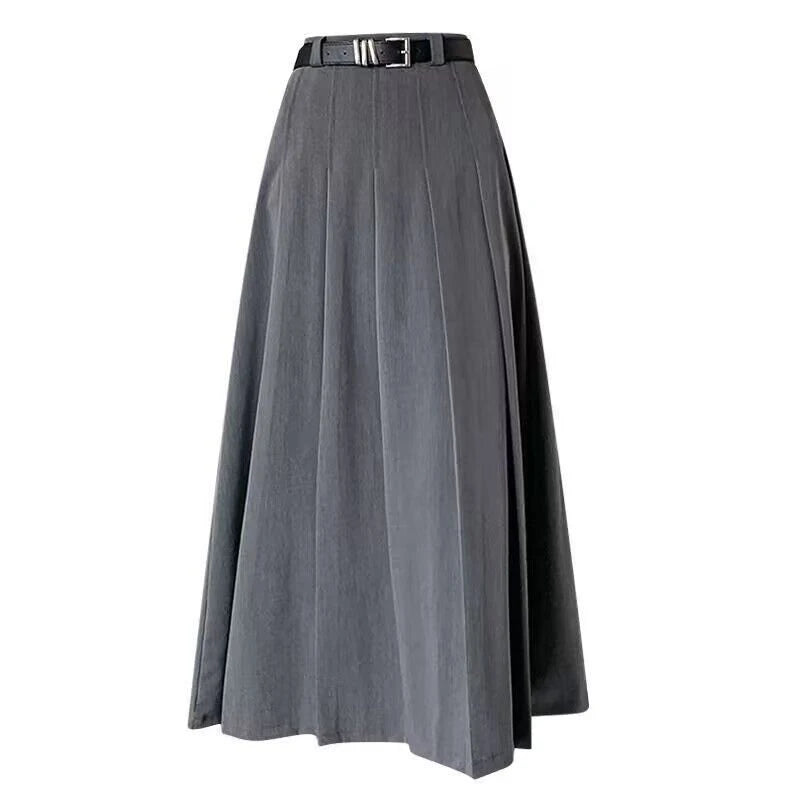 Classic Vintage Solid Color Pleated Skirt