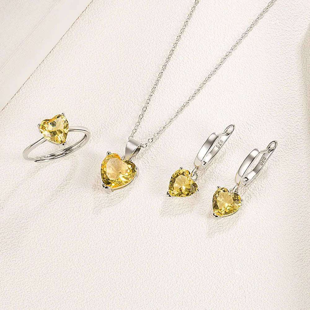 925 Sterling Silver Jewelry Set with zircon stone in 5 colors