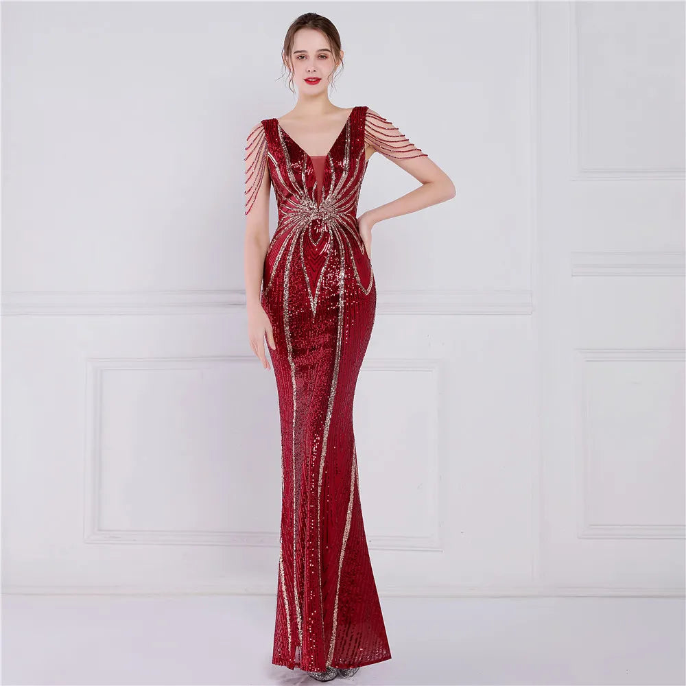 Elegant Sequin Long Evening/Cocktail Gown