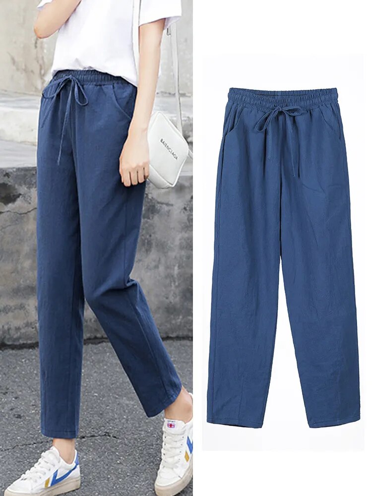 Cotton/Linen Elastic Waist Pants 9 colors