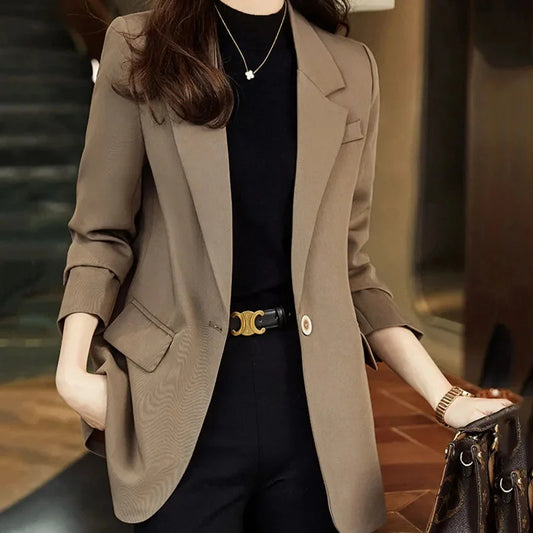 New Solid Color Long Blazer in Neutral Colors for Spring and Summer