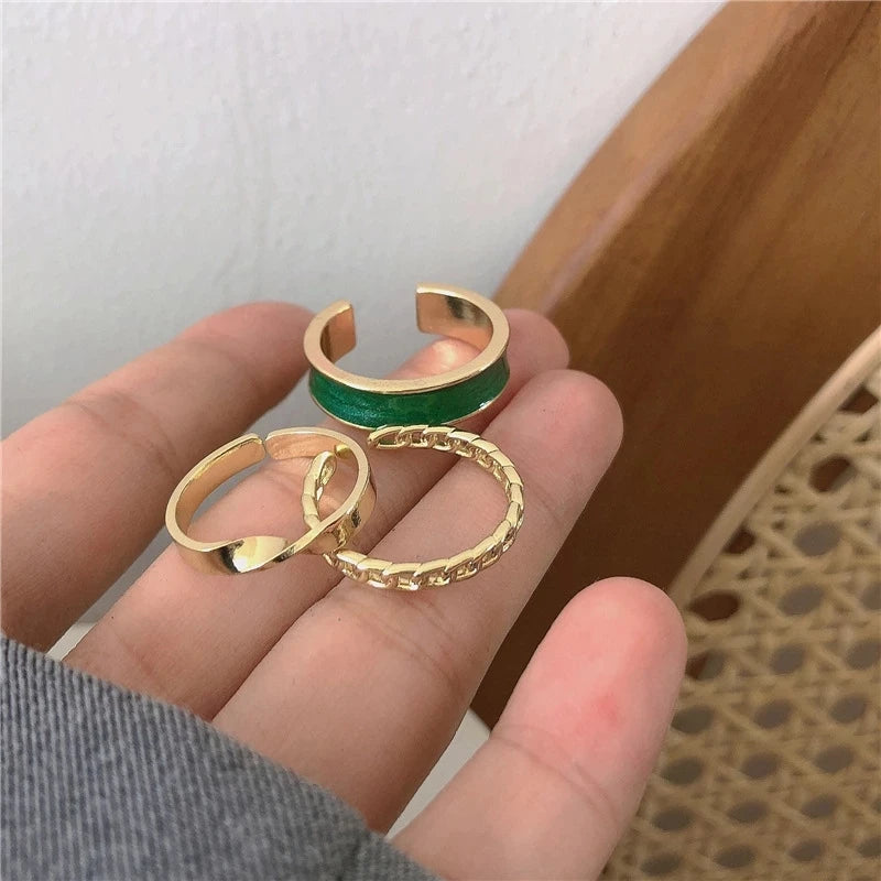 Trendy Adustable Fashion Rings in White or Green