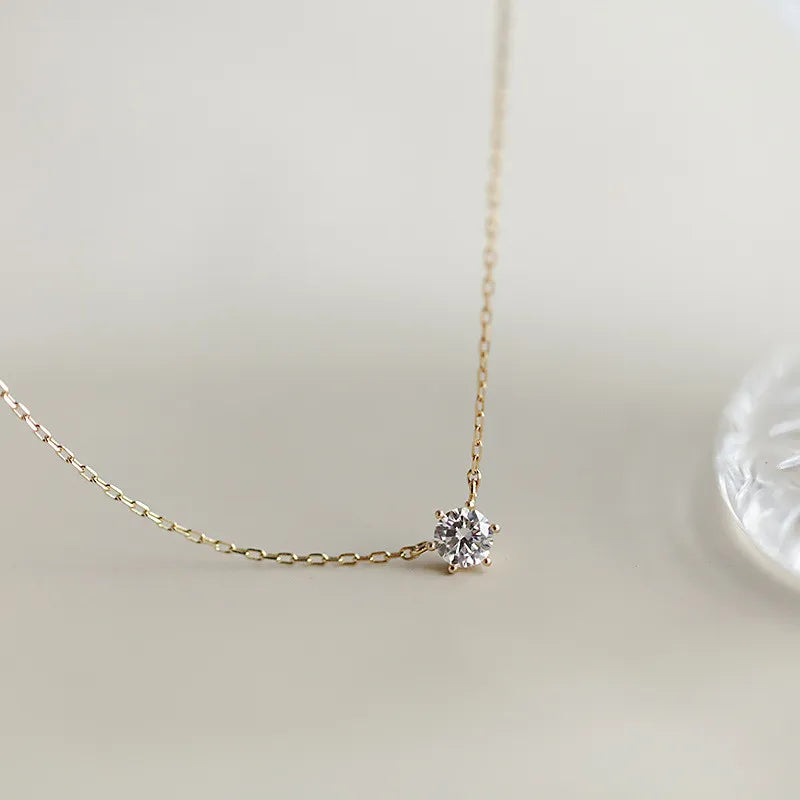 925 Sterling Silver 14k Gold Plated Sparkling Zircon Necklace